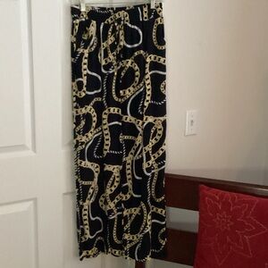 gorgeous designer look chain ribbon print pants